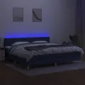 cadre de lit et matelas et LED Bleu 200x200 cm Tissu