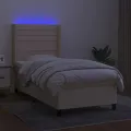 cadre de lit matelas et LED Crème 80x200cm Tissu