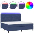 cadre de lit et matelas et LED Bleu 200x200 cm Tissu