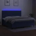 cadre de lit et matelas et LED Bleu 200x200 cm Tissu