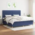 cadre de lit avec matelas Bleu 200x200 cm Tissu