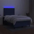 cadre de lit et matelas et LED Bleu 120x200 cm Tissu