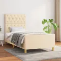 Cadre de lit avec tête de lit Crème 80x200 cm Tissu
