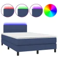 cadre de lit avec matelas LED Bleu 120x200 cm Tissu