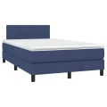 cadre de lit avec matelas LED Bleu 120x200 cm Tissu