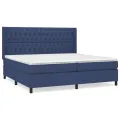 cadre de lit avec matelas Bleu 200x200 cm Tissu
