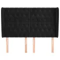 Tête de lit avec oreilles Noir 147x23x118/128 cm Velours
