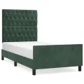 Cadre de lit avec tête de lit Vert foncé 90x190 cm Velours