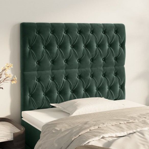 Têtes de lit 2 pcs Vert foncé 90x7x78/88 cm Velours