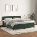 cadre de lit et matelas Vert foncé 180x200cm Velours