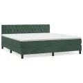 cadre de lit et matelas Vert foncé 180x200cm Velours