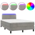 cadre de lit avec matelas LED gris clair 120x190 cm