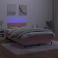 cadre de lit et matelas LED rose 120x190 cm velours