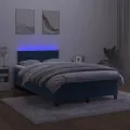 cadre de lit avec matelas LED bleu foncé 120x190 cm