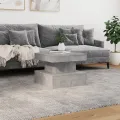 Table basse avec lumières LED gris béton 50x50x40 cm