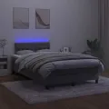 cadre de lit avec matelas LED gris foncé 120x190 cm