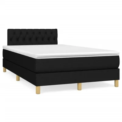 cadre de lit matelas et LED noir 120x190 cm tissu