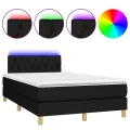 cadre de lit matelas et LED noir 120x190 cm tissu