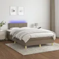 cadre de lit avec matelas LED Taupe 120x200 cm Tissu