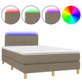 cadre de lit avec matelas LED Taupe 120x200 cm Tissu