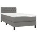 cadre de lit avec matelas Gris foncé 100x200cm Tissu