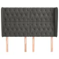 Tête de lit avec oreilles Gris foncé 147x23x118/128 cm Velours