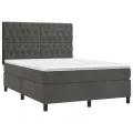 cadre de lit matelas et LED Gris foncé 140x200 cm