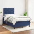 cadre de lit avec matelas Bleu 120x200 cm Tissu