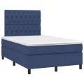 cadre de lit avec matelas Bleu 120x200 cm Tissu