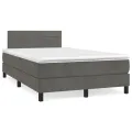 cadre de lit et matelas Gris foncé 120x200cm Velours