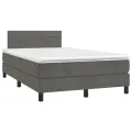 cadre de lit et matelas Gris foncé 120x200cm Velours