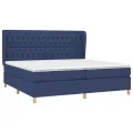 cadre de lit avec matelas Bleu 200x200 cm Tissu