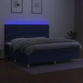 cadre de lit et matelas et LED Bleu 200x200 cm Tissu
