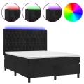 cadre de lit matelas et LED Noir 140x200 cm Velours