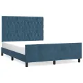 Cadre de lit avec tête de lit Bleu foncé 140x190 cm Velours