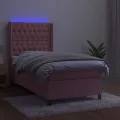 cadre de lit matelas et LED Rose 90x200 cm Velours