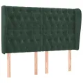Tête de lit avec oreilles Vert foncé 147x23x118/128 cm Velours