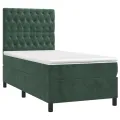 cadre de lit avec matelas Vert foncé 90x190 cm