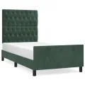 Cadre de lit avec tête de lit Vert foncé 90x200 cm Velours
