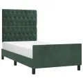 Cadre de lit avec tête de lit Vert foncé 90x200 cm Velours