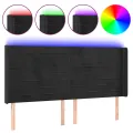 Tête de lit à LED Noir 163x16x118/128 cm Velours
