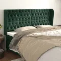 Tête de lit avec oreilles Vert foncé 183x23x118/128 cm Velours