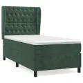 cadre de lit avec matelas Vert foncé 90x190 cm