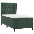 cadre de lit avec matelas Vert foncé 90x190 cm
