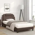 Lit avec matelas marron 100x200 cm similicuir