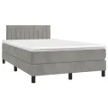 cadre de lit avec matelas LED gris clair 120x190 cm