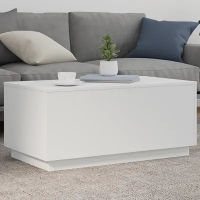 Table basse avec lumières LED blanc 90x50x40 cm
