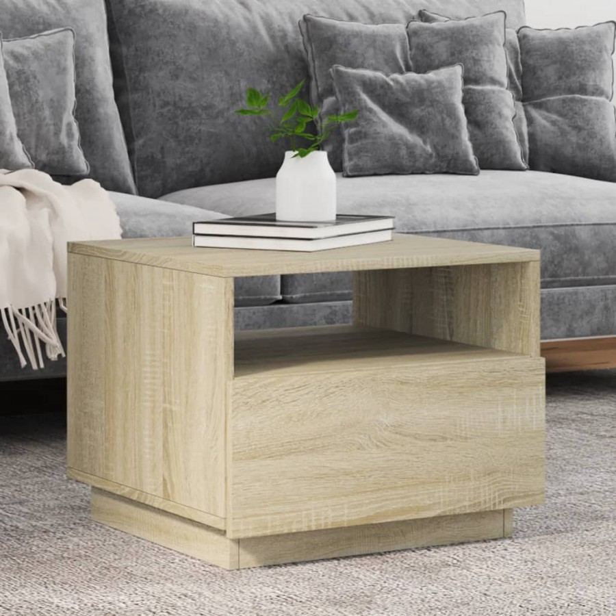 Table basse avec lumières LED chêne sonoma 50x49x40 cm