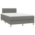 cadre de lit matelas LED gris foncé 120x190 cm tissu