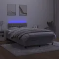 cadre de lit avec matelas LED gris clair 120x190 cm